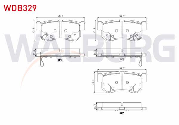 WALBURG WDB329 | Fren Balata Arka Ssangyong Musso (Fj) 2.2 TD 15.60mm 1993-2004