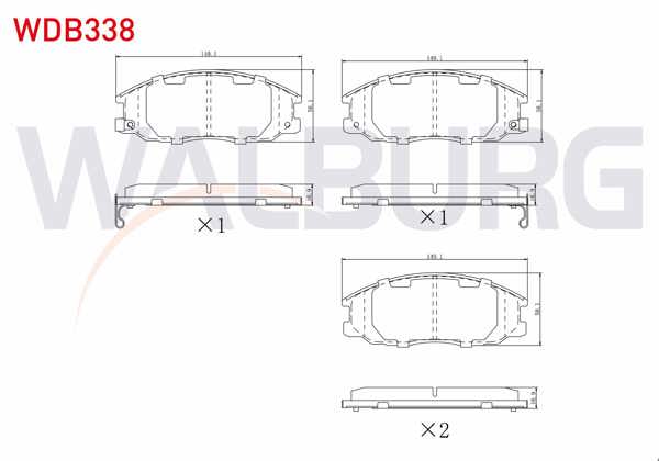 WALBURG WDB338 | Fren Balata Ön Ikazlı Hyundai Starex 2.4İ 1997-2007 / Starex 2.5 CRDI 1997-2007 / Santa Fe (Sm) 2.0 CRDI 2001-2006 / Trajet 2.0 CRDI 2001-2006 / Ssangyong Actyon I 2.0 Xdı 4Wd 2005-2012