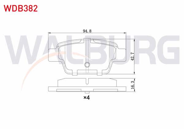 WALBURG WDB382 | Fren Balata Arka Fiat Linea 1.4 T-Jet 2007-/ Bravo II (198) 1.6 Mjt 2006-/ Stilo 1.6 16V 2001-2010 / Bravo II 1.6 2006-/ Alfa Romeo Mıto 1.4 T 2008-/ Mıto (955) 1.6 JTD 2008-/