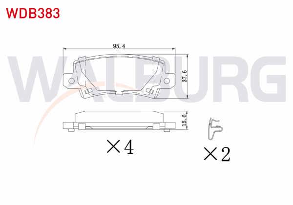 WALBURG WDB383 | Fren Balata Arka Ikazlı Toyota Corolla 1.4 Vvt-I 2002-2007 / Corolla 1.6 Vvt-I 2002-2007 / Corolla 1.4 D-4D 2002-2007 / Corolla Verso 1.6 2004-2009 / Corolla Verso 2.0 D-4D 2004-2009