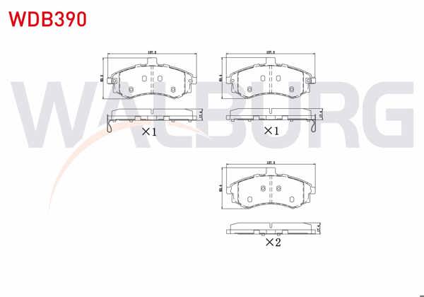 WALBURG WDB390 | Fren Balata Ön Ikazlı Hyundai Elantra 1.6İ 2001-2007 / Matrix (Fc) 1.5 CRDI 2001-2010 / Matrix (Fc) 1.6 2001-2010 / Elantra 2.0 CRDI 2001-2007