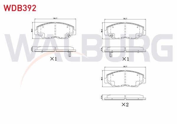 WALBURG WDB392 | Fren Balata Ön Ikazlı Tel Delikli Honda Civic X (Fc) 1.6İ 2016-/ Cr-V II 2.0İ 2002-2006