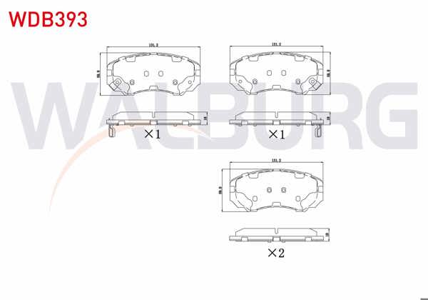 WALBURG WDB393 | Fren Balata Ön Ikazlı Chery Tıggo 7 Pro 23-/ Sonata IV 2.0İ 01-04 / Sonata IV 2.7İ V6 01-04 / Tucson 2.0 CRDI 04-10 / Elantra 1.6İ 01-07 / Elantra 2.0 CRDI 01-07 / Sportage 2.0 CRDI 04-10