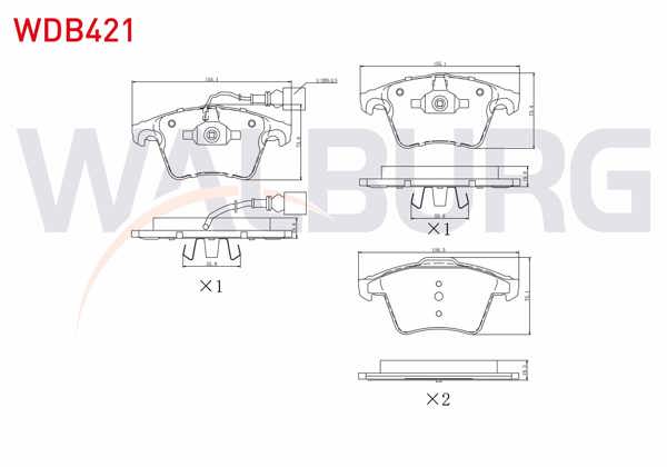 WALBURG WDB421 | Fren Balata Ön Fişli Volkswagen Transporter V 1.9 TDI 2003-2011 / Transporter V 2.5 TDI 2003-2011 / Transporter VI 2.0 TDI 2009-/ Transporter VI 2.0 TDI Bıtdı 2009 -