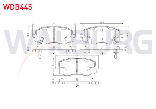 WALBURG WDB445 | Fren Balata Ön Ikazlı Kia Picanto (Ba) 1.25 2004-2011 / Picanto (Ba) 1.1İ 2004-2011 / Hyundai i10 (Pa) 1.1İ 12V 2008-2013 / i10 (Ba) 1.0 D-Cvvt 2013-/ i10 (Ba) 1.2 D-Cvvt 2013 -