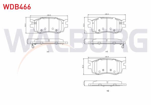 WALBURG WDB466 | Fren Balata Ön Ikazlı Hyundai Accent Era 1.5 CRDI 2006-2012 / Accent Era 1.4İ 16V 2006-2012 / Accent Era 1.6 Cvvt 2006-2012 / i20 (Pb, Pbt) 1.4 CRDI 2008-2015 / Kia Rio II 1.5 CRDI 2006-2011