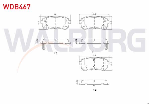 WALBURG WDB467 | Fren Balata Arka Ikazlı Hyundai Accent Era 1.5 CRDI-1.6 Cvvt 2006-2012 / i30 1.6 CRDI 2007-2011 / i20 1.4 CRDI 2008-2015 / Kia Rio II 1.5 CRDI 2006-2011 / Ceed 1.6 CRDI 2006-2012 / Sportage 1.6 GDI 2010 -