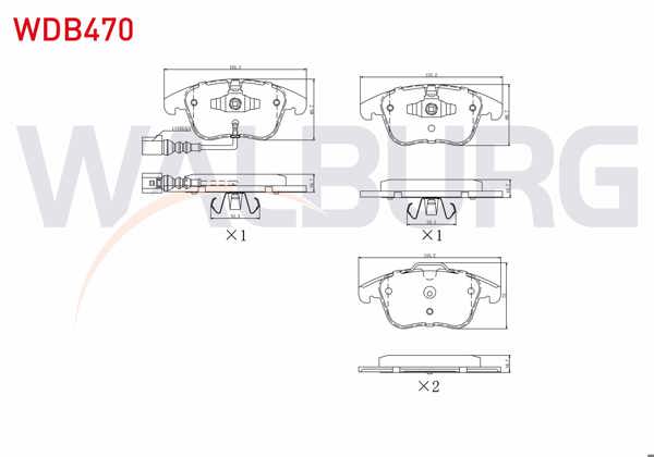 WALBURG WDB470 | Fren Balata Ön Fişli Volkswagen Tiguan (5N_) 1.4 TSI 2007-2016 / Tiguan (5N_) 2.0 TDI 2007-2016 / Tiguan (5N_) 2.0 FSI 2007-2016 / Audi Q3 (8U) 2.0 TDI 2011-/ Q3 (8U) 1.4 TFSI 2011 -