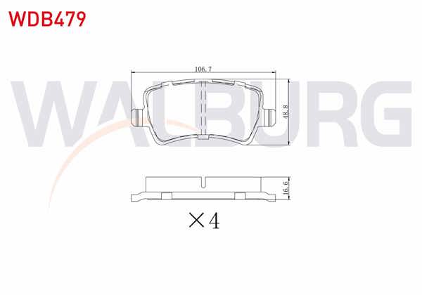 WALBURG WDB479 | Fren Balata Arka Volvo Xc70 II 2.4 D5 2007-/ S80 II 2.4 D 2006-/ S80 II 3.0İ T6 2006-/ V70 III 2.0 D 2006-/ S60 II 2.0 2010-/ S60 II 1.6 D 2010-/ L.Rover Evoque 2.0 4X4 2011-/ Evoque 2.2 4X4 2011 -