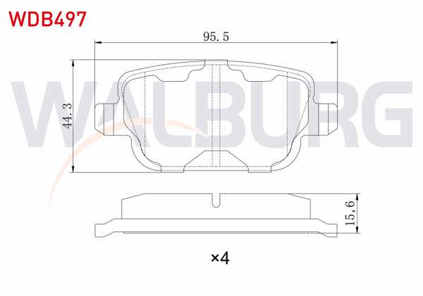 WALBURG WDB497 | Fren Balata Arka Mondeo IV 1.6 Tı-Vct 2007-2014 / Mondeo IV 2.2 TDCI 2007-2014 / Mondeo IV 2.0 TDCI 2007-2014 / Kuga I 2.0 TDCI 2008-2013 / Mondeo IV 1.6 TDCI 2007-2014 / Freelander II 2.2 Td4 2006-2014