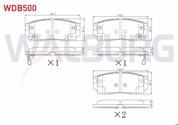 WALBURG WDB500 | Fren Balata Arka Ikazlı Chevrolet Captiva (C100) 2.0 D 2006-2012 / Captiva (C140) 2.0 D 2012-2014 / Opel Antara 2.0 CDTI A-T 2007 -