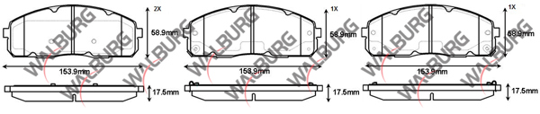 WALBURG WDB563 | Fren Balata Ikazlı On Hyundai H100 (Kamyonet) 2.5 D 16.5mm 2004 -