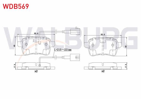 WALBURG WDB569 | Fren Balata Arka Fişli Alfa Romeo Giulietta (940) 1.4 Tb 2010-/ Giulietta (940) 1.6 JTD 2010-/ Giulietta (940) 2.0 Jtdm 2010 -