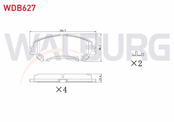 WALBURG WDB627 | Fren Balata Ön Nissan Qashqai 2014-/ X-Traıl 2013-/ Renault Kadjar 2015-/ Megane IV 2016-/ Talisman 2015 -