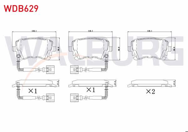 WALBURG WDB629 | Fren Balata Arka Fişli Audi A8 3.0 TDI 2003-2010 / A8 4.2 V8 TDI 2003-2010 / A8 3.0 V6 TDI 2003-2010 / A4 3.0 V6 2004-2008 / Transporter VI 2.0 TDI 2009-Transporter VII 2019 -