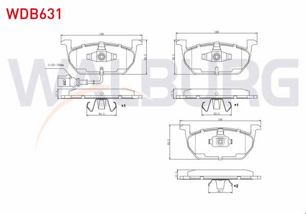 WALBURG WDB631 | Fren Balata Ön Fişli VW Golf VII 2012-/ Polo 2017-/ T-Cross 2017-/ Skoda Octavia 2012-/ Kamıq 2017-/ Scala 2019-/ Seat Leon 2012-/ Arona 2017-/ Audi A3 Sportback 2012-2020 / A1 2019 -