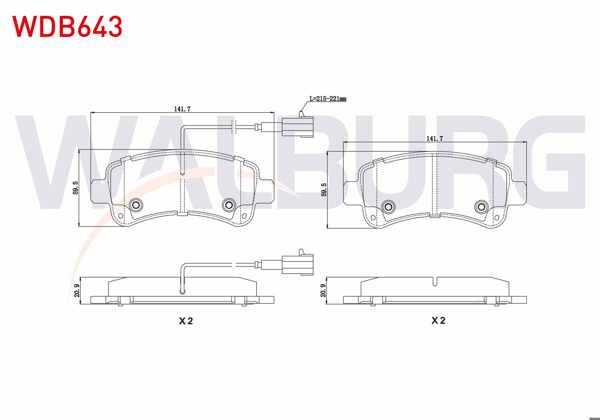 WALBURG WDB643 | Fren Balata Arka Çift Fişli Fiat Ducato 2.0 Mjt 2014-/ Fiat Ducato 2.3 Mjt 2014 -