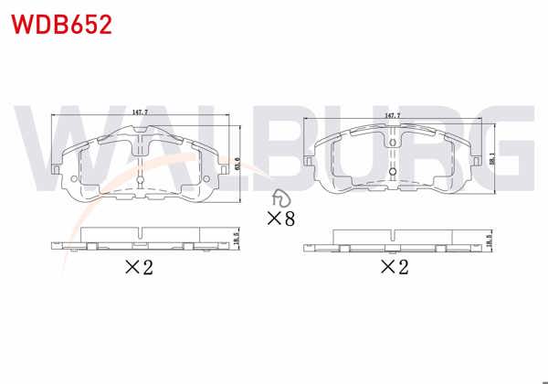 WALBURG WDB652 | Fren Balata Ön Peugeot 308 II 1.6 HDI 2014-/ 308 II 1.2 Thp 2014-/ 308 II 1.6 2014 -