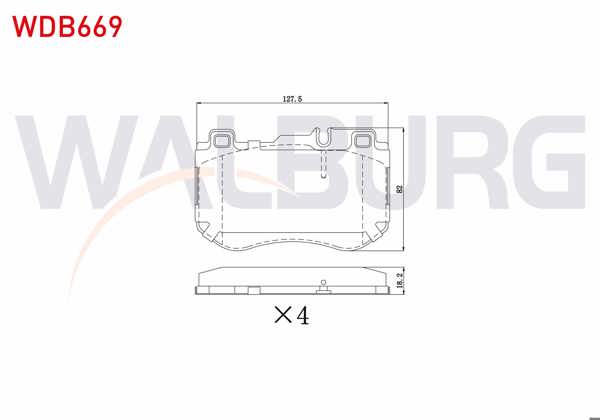 WALBURG WDB669 | Fren Balata Ön Mercedes C Serisi (W205) C 200 Bluetec 2014-/ (W205) C 220 Bluetec 2014-/ (W205) C 250 Bluetec 2014 -