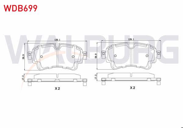 WALBURG WDB699 | Fren Balata Arka Audi A4 (8W2,B9) 2.0 TDI 2015-/ A4 (8W2,B9) 1.8 TFSI 2015-/ Q7 (4M) 3.0 TDI 2015-/ Q7 (4M) 2.0 TFSI 2015 -