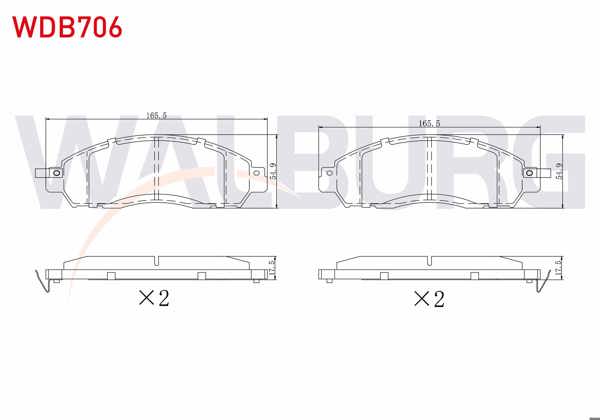 WALBURG WDB706 | Fren Balata Ikazlı On Nissan Navara Np300 (D23) 2.3 DCI 17.00 mm 2015 -