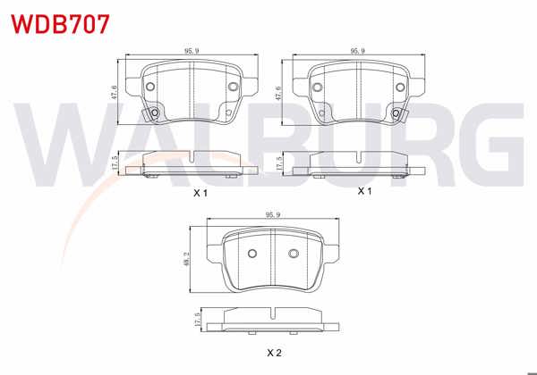 WALBURG WDB707 | Fren Balata Arka Ikazlı Fiat Egea 1.4 2016-/ Opel Corsa E 1.2 15 Jant 2014-/ Adam 1.0 15 Jant 2014 -