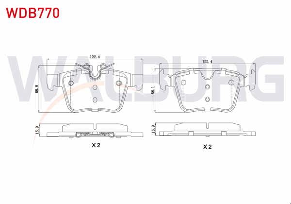 WALBURG WDB770 | Fren Balata Arka 18 Jant Land Rover Discovery Sport (Lc) 2.0 Td4 14-/ Discovery Sport 2.0 Si4 14-/ Volvo S90 II 2.0 D5 16-/ Xc90 II 2.0 D5 15-/ Jaguar Xf (Jb) 2.0 D 16-/ Xe (X760) 2.0 15 -
