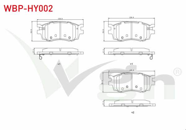 WGN WBP-HY002 | Fren Balata Ön Ikazlı Hyundai Accent Era 1.5 CRDI 2006-2012 / Accent Era 1.4İ 16V 2006-2012 / Accent Era 1.6 Cvvt 2006-2012 / i20 (Pb, Pbt) 1.4 CRDI 2008-2015 / Kia Rio II 1.5 CRDI 2006-2011