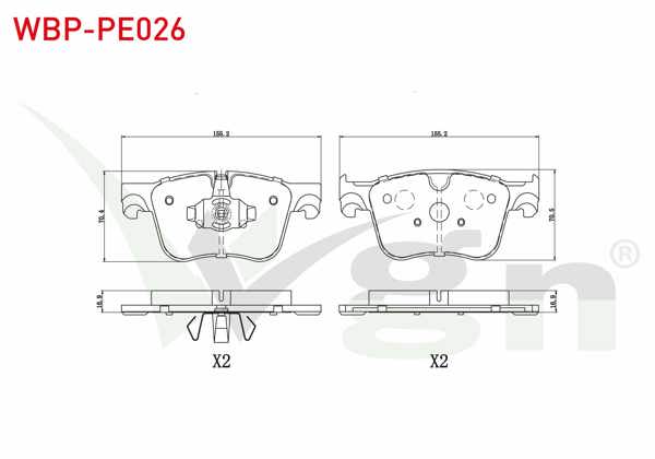 WGN WBP-PE026 | Fren Balata Ön Peugeot 3008 16-/ 508 II 18-/ 5008 II 16-/ Partner 18-/ Rifter 19-/ Toyota Proace 2019-/ Citroen C4 Picasso 13-/ Berlingo 16-/ C5 Aircross 18-/ Opel Grandland 17-/ Combo E 18-/ Ds 7 17 -