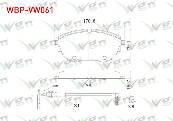 WGN WBP-VW061 | Fren Balata Ön Fişli Volkswagen Transporter VII 2019 -