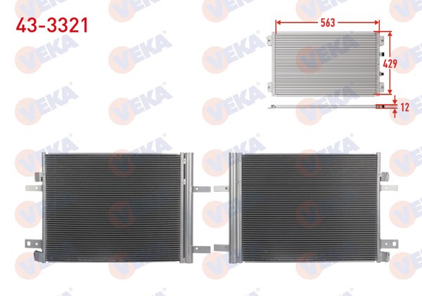 VEKA 43-3321 | Klima Radyatörü Peugeot 3008, 5008 2016-/ Citroen C5 Aircross 2018-/ 1.5 / 1.6 HDI / Opel Grandland 1.5, 1.6 Turbo D 2017 -