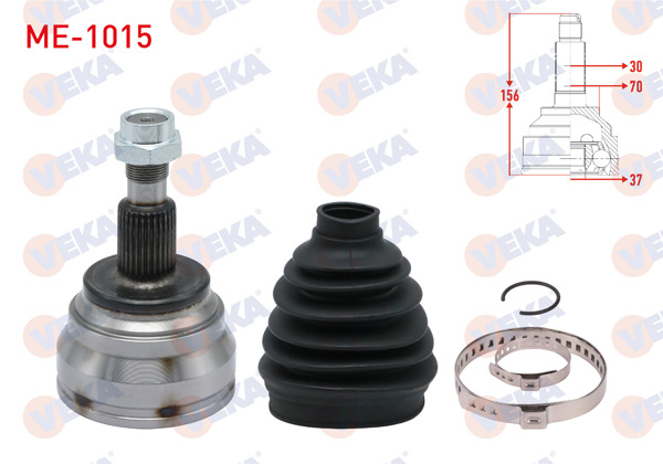 VEKA ME-1015 | Aks Kafası Sol-Sağ On Dıs Mercedes Ml 350 / Ml 250 CDI 30X37x70 Uzunluk 156mm 2011-/ Gle Serisi (W166) 250 D 2011-/ Gl-Serisi (X164) 350 CDI 2006-2012