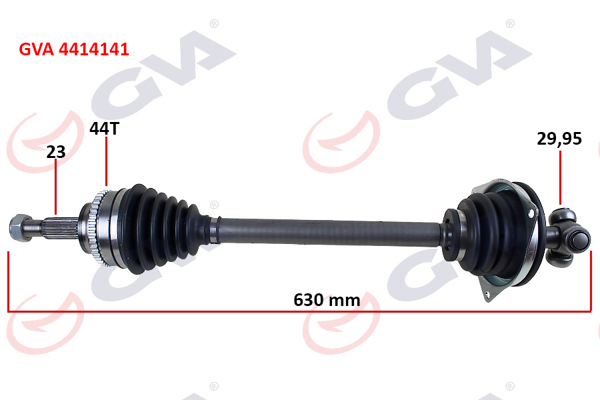 GVA 4414141 | Komple Aks Sol Clio 2-Kangoo 2 1.5 DCI 02 > ABS Li 630mm 44Diş Kalın Freze