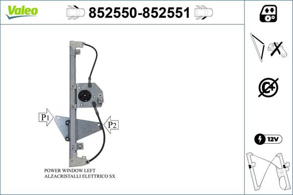 VALEO 852550 | Cam Mekanizması Motorsuz Ön Sol Citroen C1 05 >