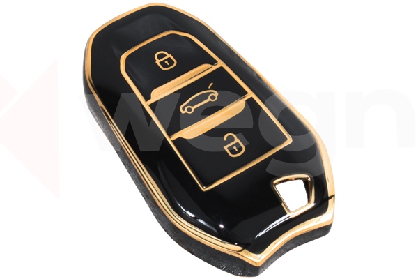 WEGNA AC01-034 | Kontak Anahtar Kumanda Koruyucu Kılıf Tpu Silikon Siyah Citroen C5 Aircross-C3-C4-C-Elysee