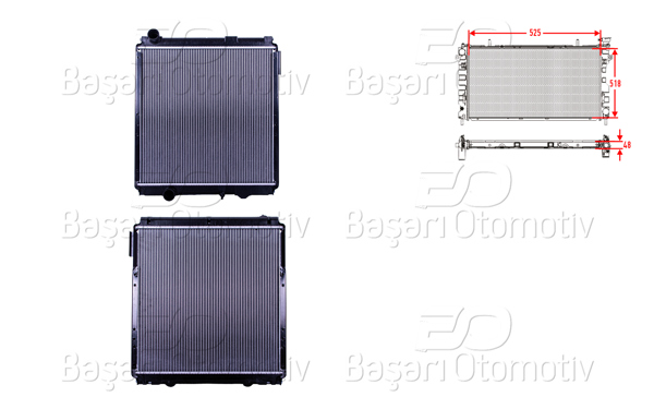 WISCO 3114100-00 | Su Radyatörü Brazing Mt 525X518x48 Çerçeveli Mitsubishi Canter 839-589E Euro3