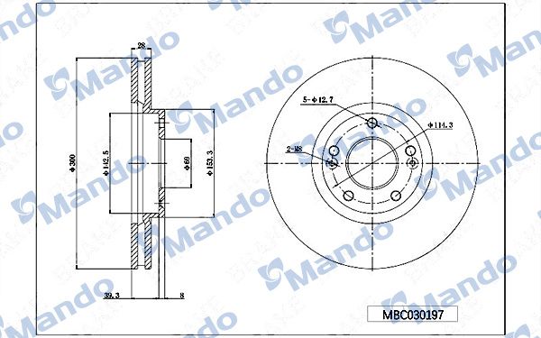 MANDO MBC030197 | Fren Diski Tucson 07-10 / Santafe 06-11 / I-30-Ceed 12= / Ix-35-Sportage 11-15 / Ön Havalı 300-5 (Adet) | 2 Adet