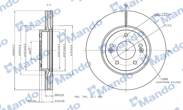 MANDO MBC030284 | Fren Diski Santafe 06-12 2.2Crdı Ön