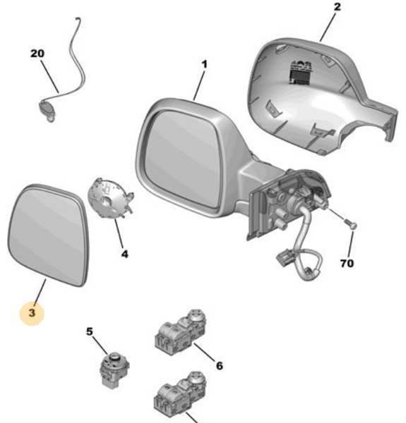 OE-PSA 1616869380 | RİFTER 1.5 HDİ Ayna Camı Sol