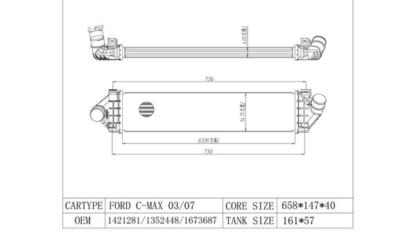 MGA 87193 | Turbo Radyatörü Intercooler Brazing Ford Focus Cmax 1.6Tdcı 03-11