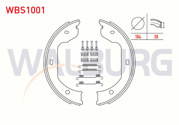 WALBURG WBS1001 | El Fren Balatası Aksesuarlı BMW 5 Serisi 520 İ 184X30 mm 2003-2010 / 5 Serisi 520 D 2003-2010 / 6 Serisi 645 Ci 2004-/ 7 Serisi 730 D 2001-2009 / Transporter V 1.9 TDI 2003-2011