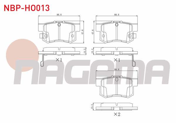 NAGAMA NBP-HO013 | Fren Balata Arka Ikazlı Civic VIII 1.6 Vtec 2005-2012 / Accord V 2.2İ Es 1993-1997 / 1.6İ 16V 1993-1997 / Accord VI 1.6İ 1997-2003 / 2.0İ Ls 1997-2003 / S2000 2.0 V-Tec 1999-/ Integra 1.8 Typer 1993-2001