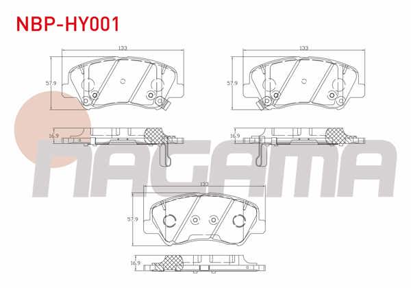 NAGAMA NBP-HY001 | Fren Balata Ön Ikazlı Tel Delikli Hyundai Accent Blue 1.4 Cvvt 2012-/ 1.6 CRDI 2012-/ Bayon (Bc3) 1.4 Mpı 2021-/ Kia Rio III 1.4 CRDI 2011-2014 / Rio III 1.4 Cvvt 2011-2014 / Rio III 1.25 Cvvt 2011-2014
