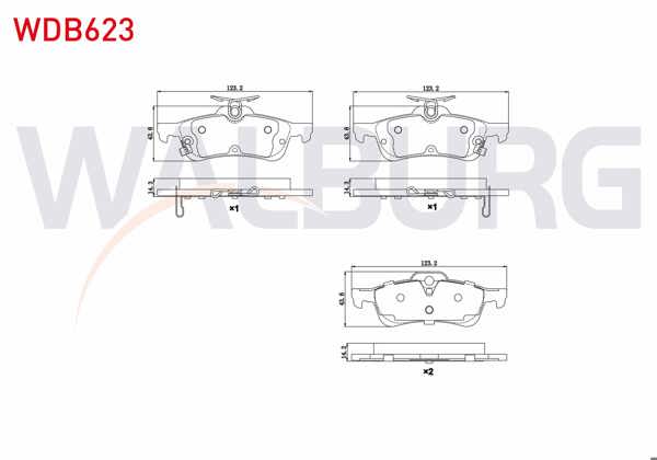 WALBURG WDB623 | Fren Balata Arka Ikazlı Honda Civic Ix 1.6İ 2012-2016 / Civic Ix 1.6 I-Dtec 2012-2016 / Civic Ix 1.4İ 2012-2016 / Toyota Yaris (P13) 1.4 D-4D 2011-/ Yaris (P13) 1.33 2011-/ Yaris (P13) 1.5 Hybrıd 2011 -