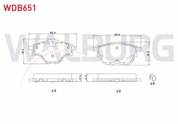 WALBURG WDB651 | Fren Balata Arka Citroen C4 Picasso II 1.6 HDI 13-/ C4 Picasso II 1.6 VTI 13-/ C5 Aircross 18-/ Peugeot 308 II 2.0 HDI 14-/ 5008 II 1.6 HDI 14-/ Ds 4 1.2-1.5-1.6 21-/ Opel Astra L 1.2-1.5 D 21 -