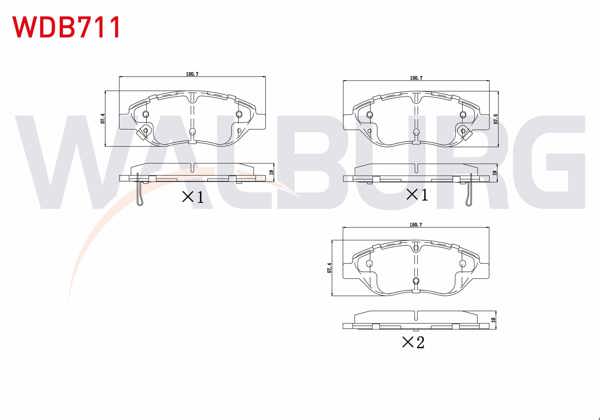 WALBURG WDB711 | Fren Balata Ön Ikazlı Fiat Egea 1.3 Mjt 95 Hp 2015-/ 1.4 T-Jet 120 Hp 2015-/ 1.6 Mjt 120 Hp 2015-/ 1.6 E-Torq 110 Hp 2015-/ 1.6 E-Torq 120 Hp 2015-/ 1.4 Fıre 95 Hp 2015 -