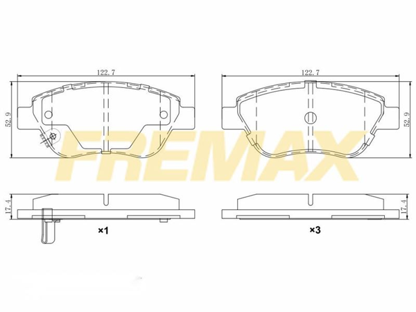FREMAX FBP-1218-01 | Ön Fren Balatası (Corbon Formül) Fiat Linea) (Fişşiz)-Küçük Tip Doblo / Fiorino / G.Punto / Corsa / Nemo-Ford Ka