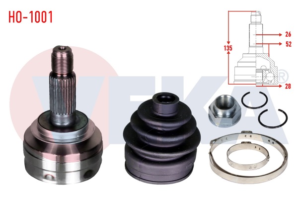 VEKA HO-1001 | Aks Kafası Sol-Sağ On Dıs Honda Jazz II (Gd) 1.2 26X28x52 Uzunluk 135mm 2002-2008