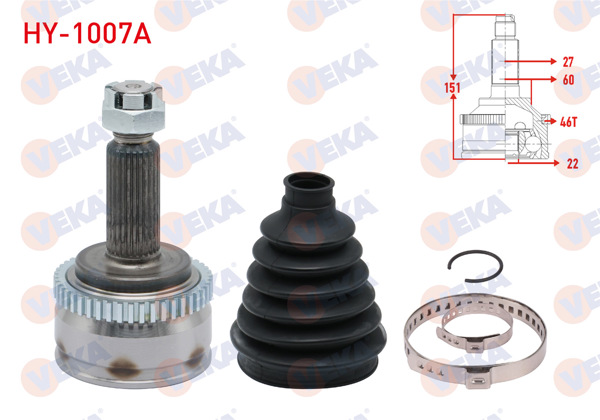 VEKA HY-1007A | Aks Kafası Sol-Sağ On Dıs Hyundai i30 (Fd) 1.4İ ABS li 46 Dıs 27X22x60 Uzunluk 153mm 2007-2011