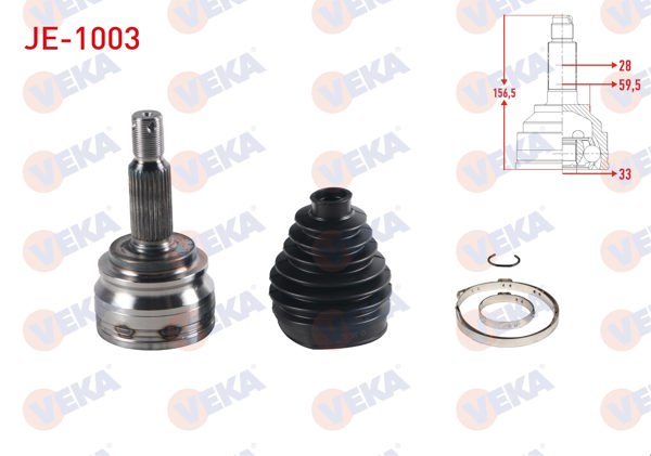 VEKA JE-1003 | Aks Kafası Sol-Sağ On Dıs 8 Mısket 28X33x59,5 Uzunluk 156,5mm Jeep Compass 2.0 2011-/ Patrıot 2.0 Crd 2007-/ Dodge Caliber 2.0 2006 -